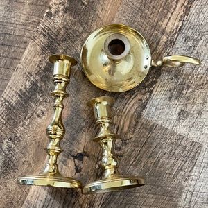 3 brass candle holders